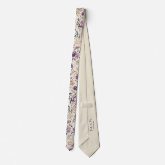Purple Thistle & Wildflower Wedding ネクタイ (裏面)