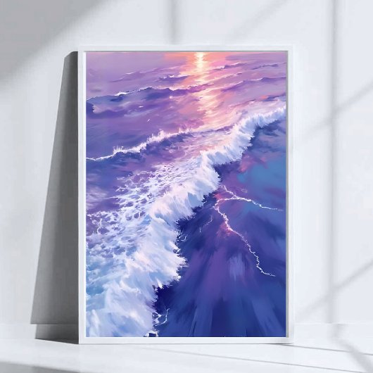 Purple Tide | Ocean Waves Watercolor Painting ポスター
