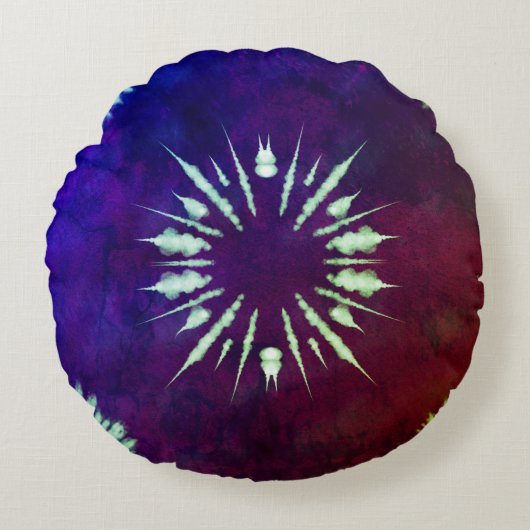 Purple Tie Dye Round Pillow ラウンドクッション (正面)