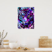 Purple Tiger Head Portrait  - Tiger Poster Print ポスター (キッチン)