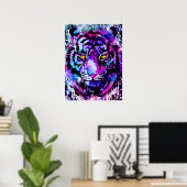 Purple Tiger Head Portrait  - Tiger Poster Print ポスター (ホームオフィス)