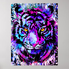 Purple Tiger Head Portrait - Tiger Poster Print ポスター