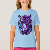 Purple Tiger Head - Tigerポートレートアートワーク Tシャツ (正面)
