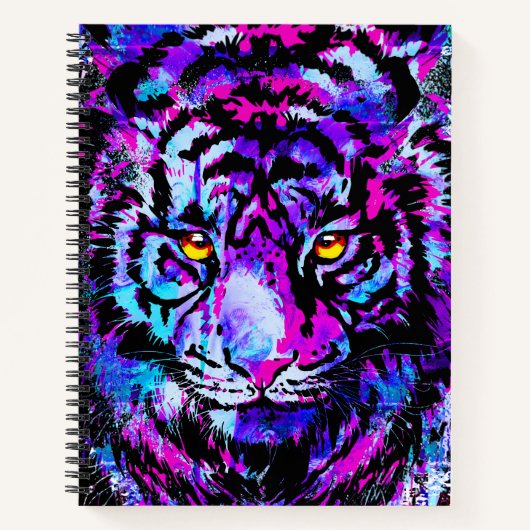 Purple Tiger Notebook - Tiger Artwork – 野生生物 ノートブック (正面)