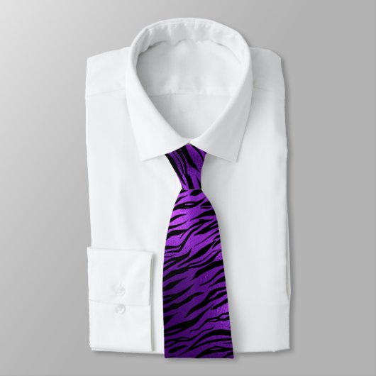 Purple Tiger Print Men's Tie ネクタイ (タイ)