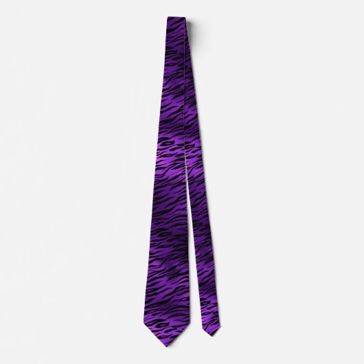 Purple Tiger Print Men's Tie ネクタイ (正面)
