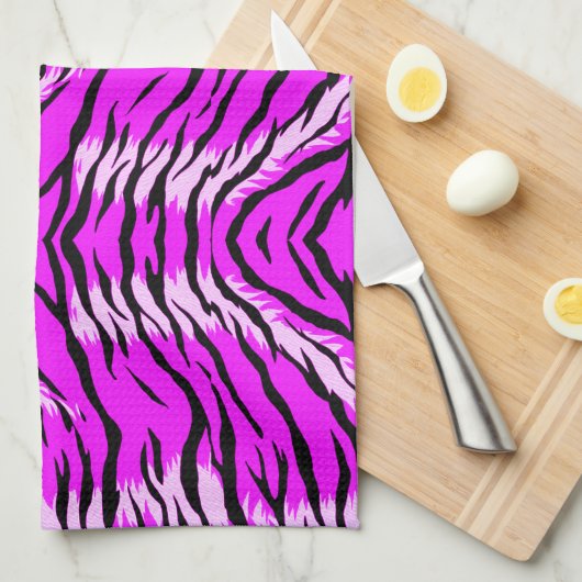 Purple Tiger Skin Pattern Design  キッチンタオル (四つ折り)