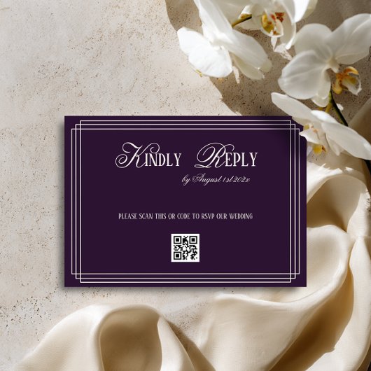 Purple Timeless Old Money Wedding 出欠カード
