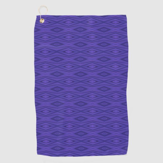 Purple towel with a geometric diamond pattern ゴルフタオル (正面)