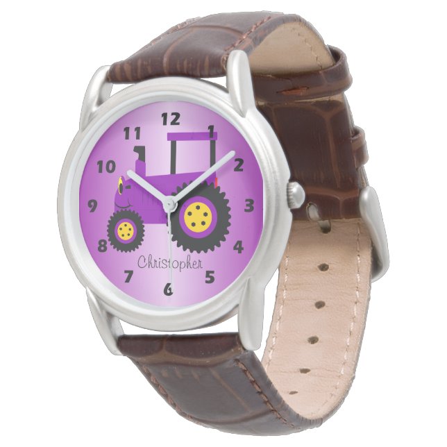 Purple Tractor Design Personalised 腕時計 (アングル)
