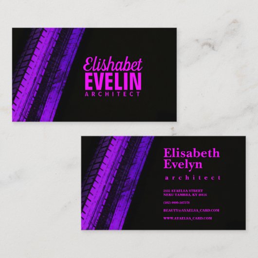 Purple Tread Paths on Black Backdrop 名刺 (正面/裏面)