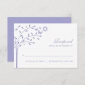 Purple Tree of Life with Star of David RSVPカード (正面/裏面)