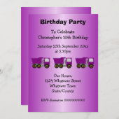 Purple Truck Design Boy's Birthday Party 招待状 (正面/裏面)