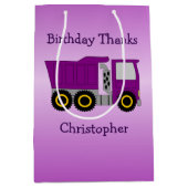 Purple Truck Design Personalised ミディアムペーパーバッグ (正面)