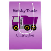 Purple Truck Design Personalised ミディアムペーパーバッグ (裏面)