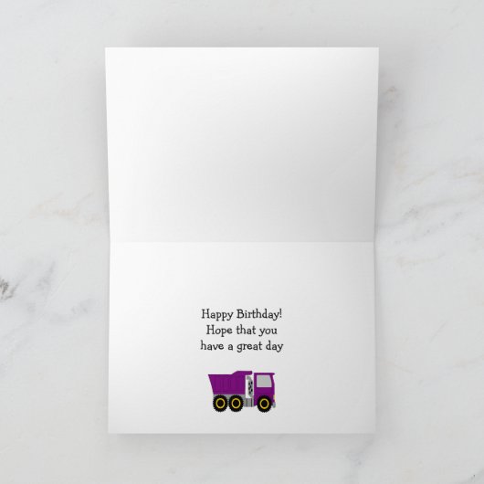 Purple Truck Design Personalised Birthday カード (内部)