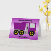 Purple Truck Design Personalised Birthday カード (黄色い花)