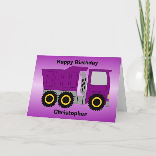 Purple Truck Design Personalised Birthday カード (正面)