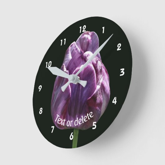 Purple Tulip Flower Personalized  ラウンド壁時計 (傾斜)