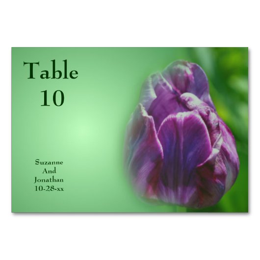 Purple Tulip Flower Personalized Wedding テーブルナンバー (正面)