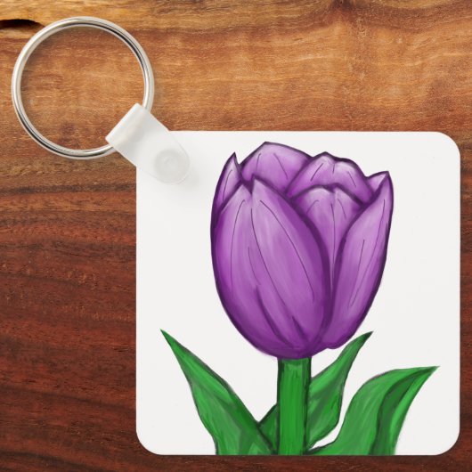 Purple Tulip Monogram Backside キーホルダー (正面)