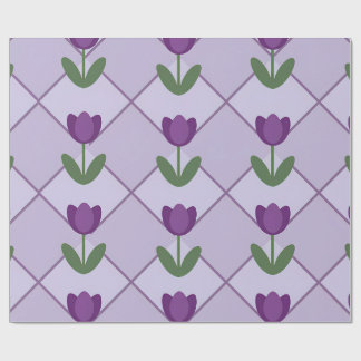 Purple Tulip Pattern – Geometric Floral Seamless ラッピングペーパー