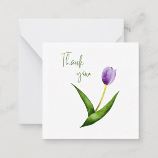Purple Tulip Thank You Flat Notecard  ノートカード