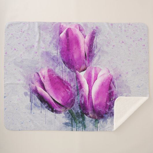 Purple Tulips シェルパブランケット (正面(横))