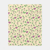 Purple tulips floral pattern フリースブランケット (正面)