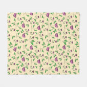 Purple tulips floral pattern フリースブランケット (正面(横))