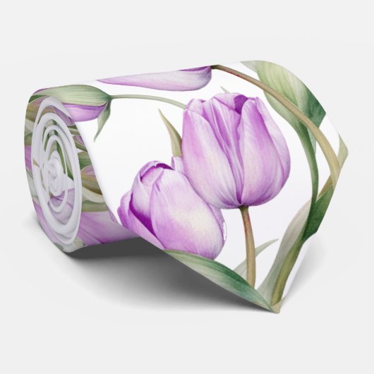 Purple Tulips Neck Tie ネクタイ (ロール)