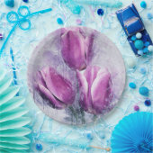 Purple Tulips Paper Plates ペーパープレート (パーティー)