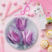 Purple Tulips Paper Plates ペーパープレート (パーティー)