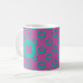 Purple & Turquoise XOXO Kissing Lips Personalized コーヒーマグカップ (正面左)