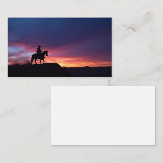 Purple Twilight Western Cowboy Silhouette Art 名刺 (正面/裏面)