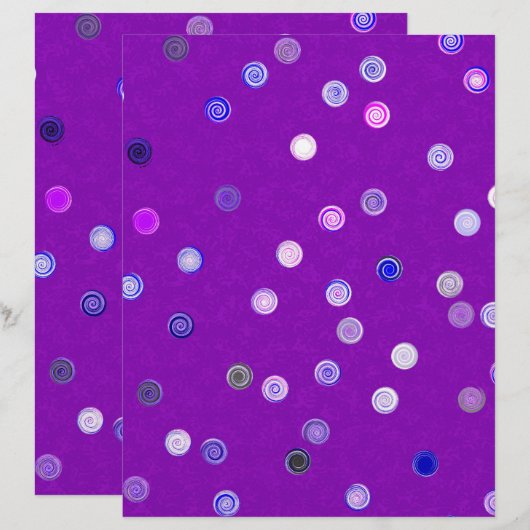 Purple Twisty Polka Dot Spiral 2-Sided Scrap Paper (正面/裏面)