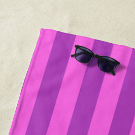 Purple Two Tone Stripes ビーチタオル