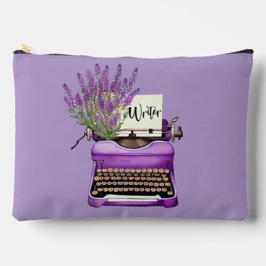 Purple Typewriter Writer アクセサリーポーチ (正面)