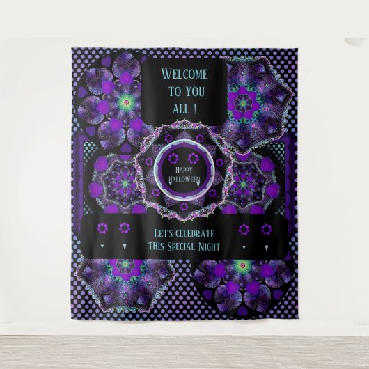 Purple umbrella & hearts .7 タペストリー (正面)