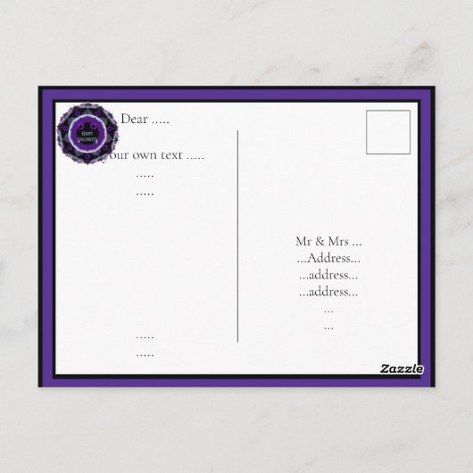 Purple umbrella & hearts.7 ポストカード (裏面)