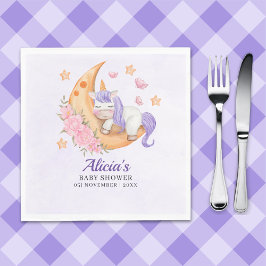 Purple Unicorn Baby Shower Girl スタンダードランチョンナプキン
