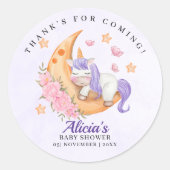 Purple Unicorn Baby Shower Girl ラウンドシール (正面)
