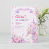 Purple Unicorn Girls 5th Birthday 招待状 (スタンド正面)