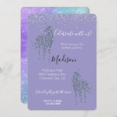 Purple Unicorn Glitter 招待状 (正面/裏面)
