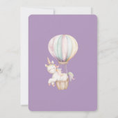 Purple Unicorn Hot Air Balloon Birthday 招待状 (裏面)