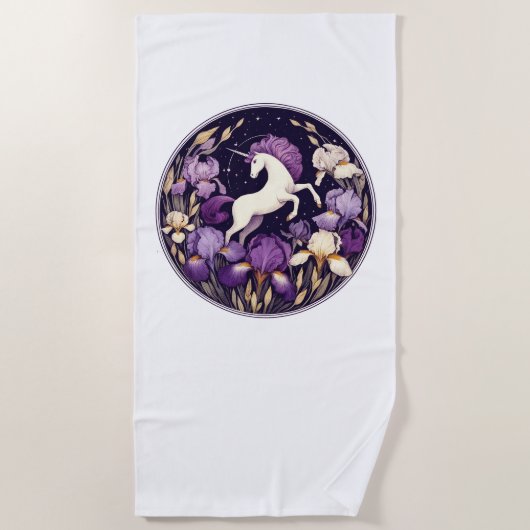 Purple Unicorn irises Unicorns Iris                ビーチタオル (正面)