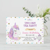 Purple unicorn tea birthdayの招待状 サンキューカード (スタンド正面)