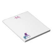 Purple unicorn white monogrammed ノートパッド (アングル)