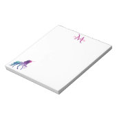 Purple unicorn white monogrammed ノートパッド (回転)