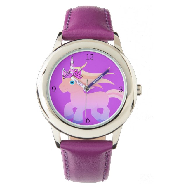 Purple Unicorn Wrist Watch for Girl 腕時計 (正面)